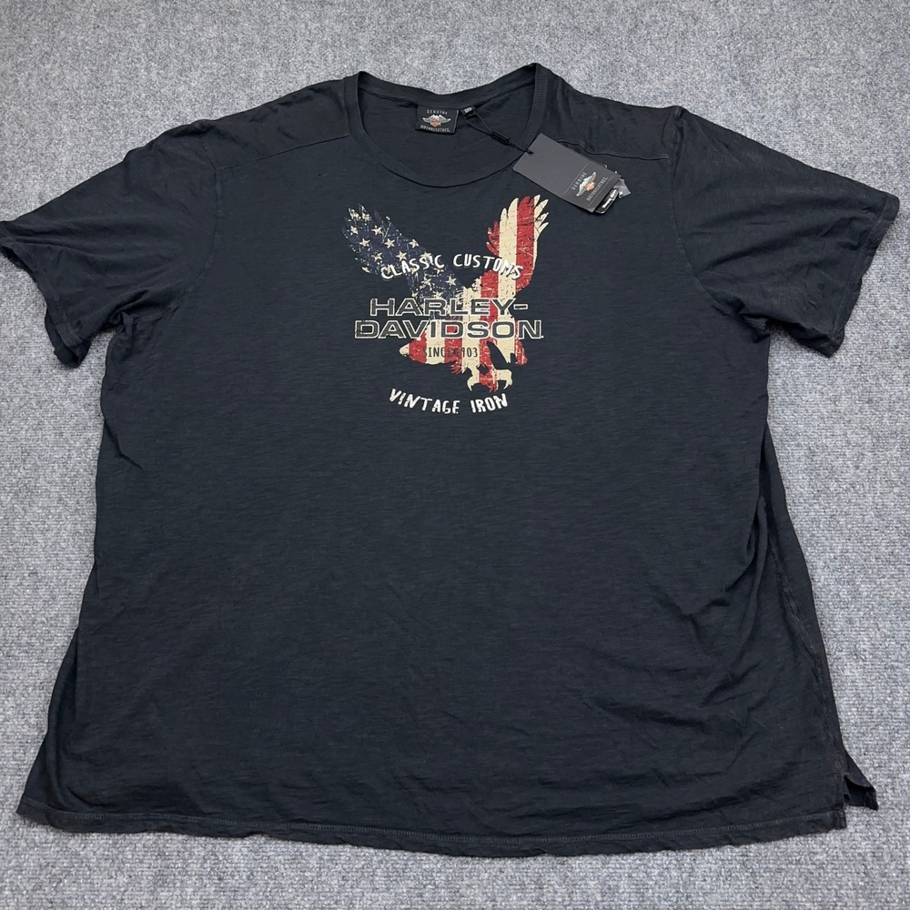 NEW Harley-Davidson Graphic T-Shirt Men's 4XL Black Americana Classic Customs